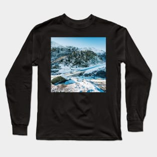 Swiss Alps - Road Through Swiss Alpine Mountains on Sunny Winter Day Long Sleeve T-Shirt